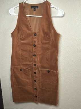 Banana Republic Corduroy Button-Front Mini Dress in Rust Brown